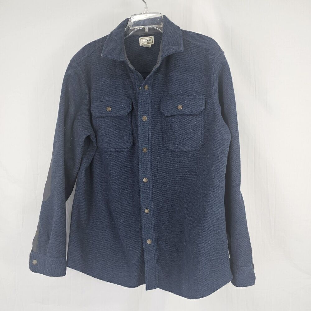 L.l Bean Navy Blue Brushed Ribbed Shacket Men's Size Medium Regular